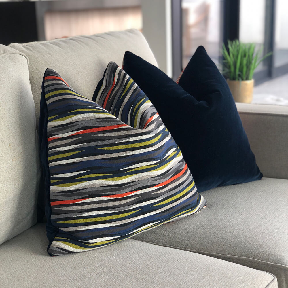 Geometry Fired Blue Accent Pillow